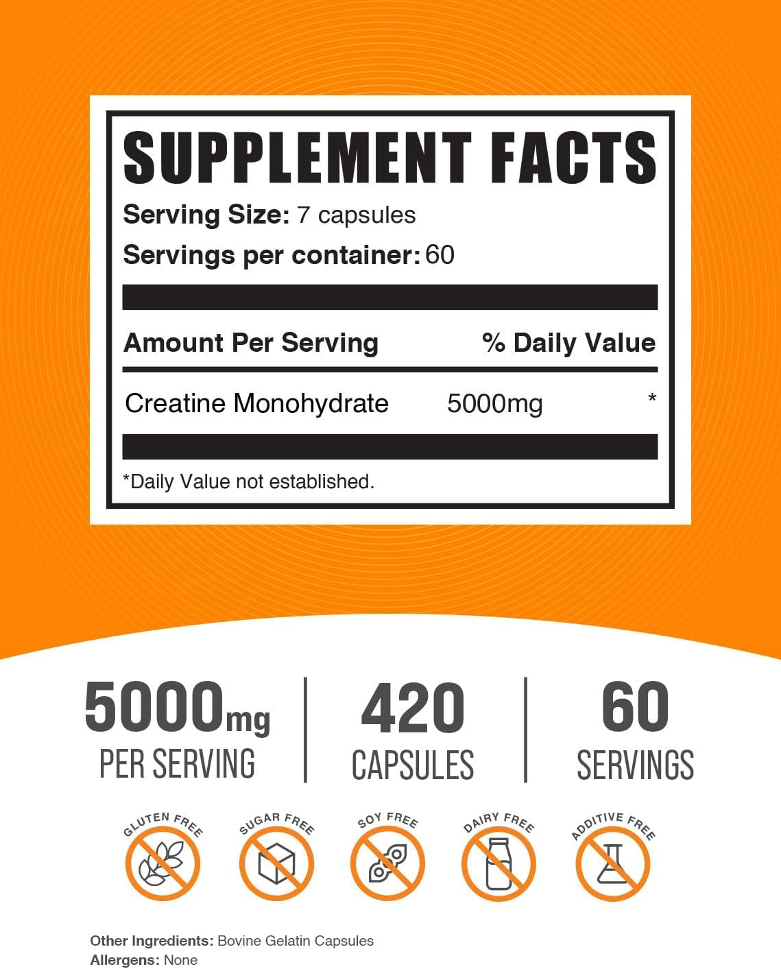 .Com Creatine Monohydrate Capsules - Micronized Creatine Monohydrate, Vegan Creatine, Creatine Pills - 7 Creatine Capsules per Serving, 5000Mg, Gluten Free, 630 Capsules