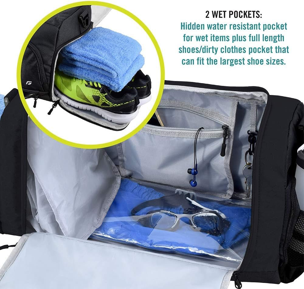 Ultimate Gym Bag 2.0: the Durable Crowdsource Designed Duffel Bag with 10 Optimal Compartments Including Water Resistant Pouch