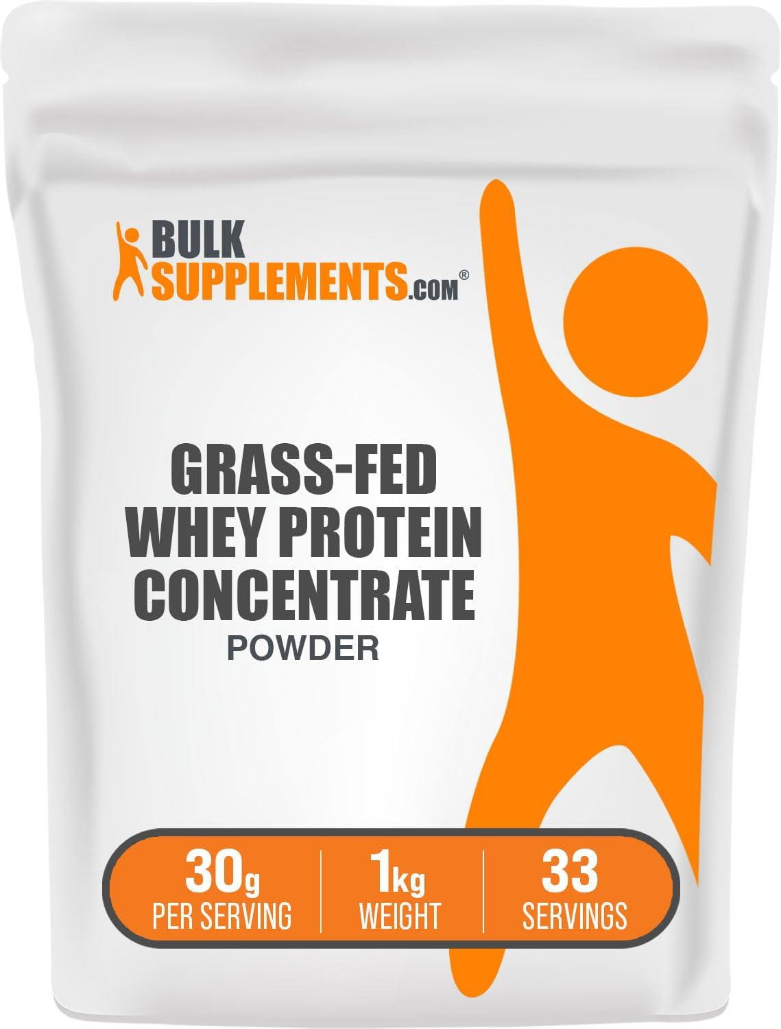 .Com Grass Fed Whey Protein Powder - Whey Protein Concentrate Powder - Unflavored & Gluten Free, 30G per Serving, 1Kg (2.2 Lbs) (Pack of 1)