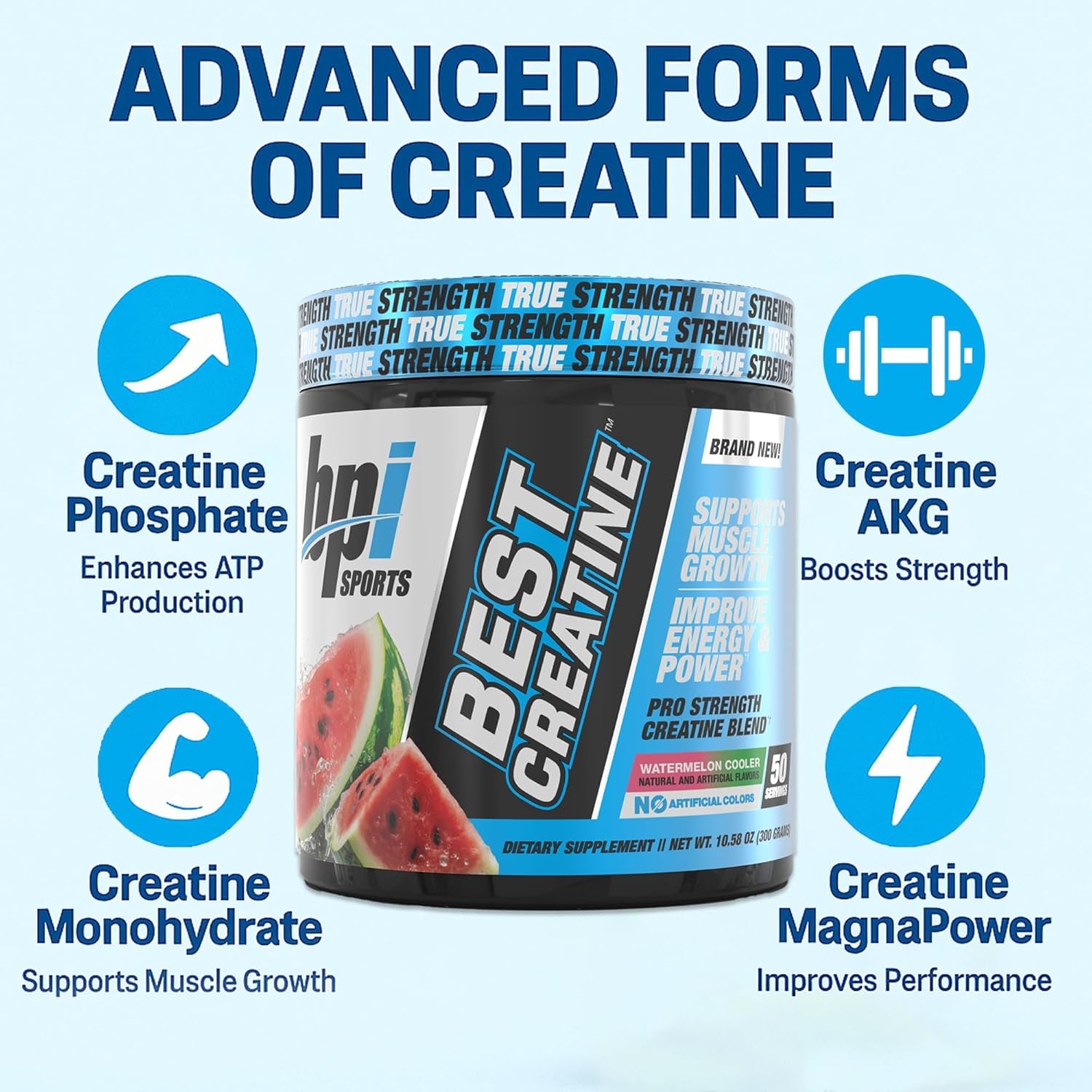 Best Creatine - Creatine Monohydrate Powder for Men & Women, Himalayan Salt - Strength, Pump, Muscle Growth, Muscle Definition - No Bloat - Watermelon Cooler - 50 Servings - 10.58 Ounce