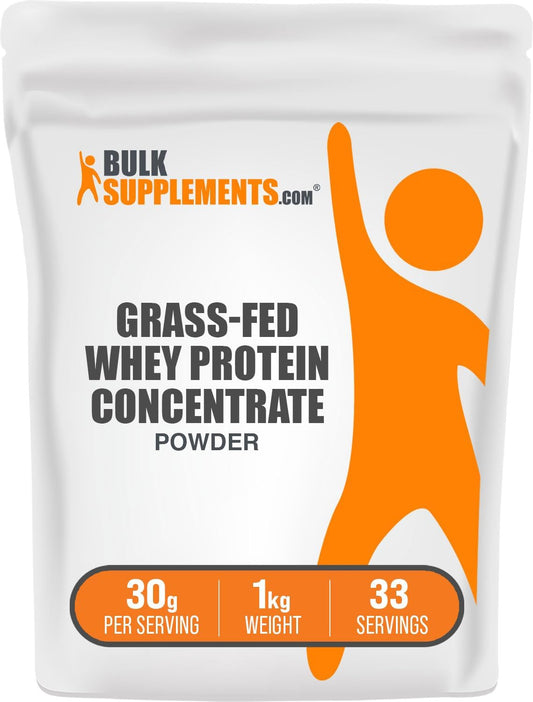 .Com Grass Fed Whey Protein Powder - Whey Protein Concentrate Powder - Unflavored & Gluten Free, 30G per Serving, 1Kg (2.2 Lbs) (Pack of 1)