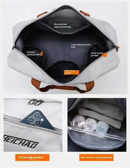 Large Capacity Travel Gym Bag Short-Distance Luggage Portable Fitness Bags Shoulder Crossbody Handbags Men'S Sports Waterproof B